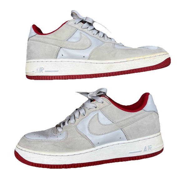 Nike Other - Nike Air Force 1 Sneakers Men's 8 Grey Varsity Red Y2K Low Top Basketball Shoes